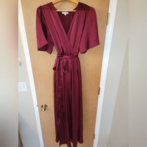 Burgundy "Mulberry" Satin long dress